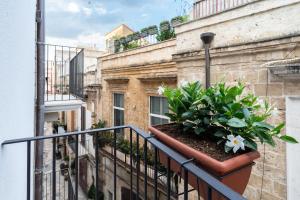 a balcony with a pot of flowers on a building at Le Dimore di Rosa e Vincenzo in Bari