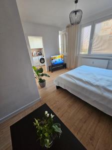 una camera da letto con un letto e un soggiorno di Apartment Lucia - Air-conditioned a Šamorín