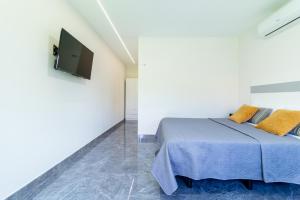 a bedroom with a bed and a tv on a wall at Villa Amir in Fuengirola