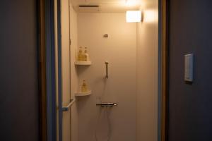 a bathroom with a shower with a shower at Irifune in Katsuyama