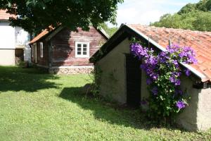 a house with purple flowers on the side of it at Greby Bed & Breakfast in Räpplinge +4 photos