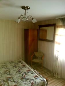 a bedroom with a bed and a chair at AgroecoUsadba U Druzey in Gorodnya