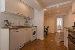 Central Lisbon Stay with Terrace في لشبونة: مطبخ مع غسالة ملابس وغسالة