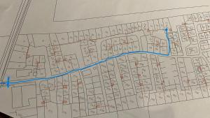 a map with a blue line on it at Chalet for 4 at park de Kniphorst in Anloo