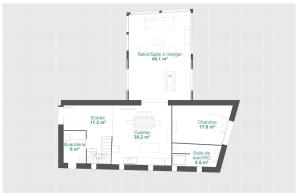 a floor plan of a small house with two at Hameau Grande Varenne - Gites de charme avec piscine in Charroux-dʼAllier
