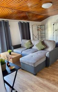 a living room with a couch and a table at Cozy apartment T1 in Bobigny