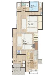a floor plan of a house at 幸Happiness 10 Guests Near Narita temple park&Narita Airport 3 Parking Spaces Spacious Home in Narita