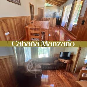a living room with a couch and a table at Cabañas El Boldo in Licán Ray