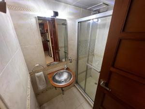 a bathroom with a sink and a shower at Muy centrico, acogedor y como apartamento en La Viña a solo pasos de la AV BOLIVAR NORTE in Valencia