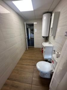 a bathroom with a toilet and a sink at Mountain Whisper Guesthouse in Smolyan +35 photos