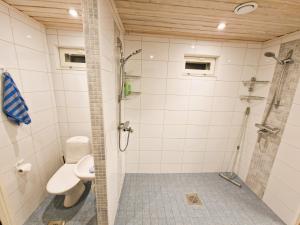 a bathroom with a shower and a toilet at House at the Arctic Circle- next to Santa Claus in Rovaniemi +17 photos