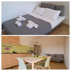 a bedroom and a kitchen with a bed and a table at A Casa di Marco in Capua +36 photos
