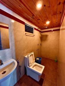 Un baño con lavabo e inodoro. en Louis Backpackers Hostel, en Kochi