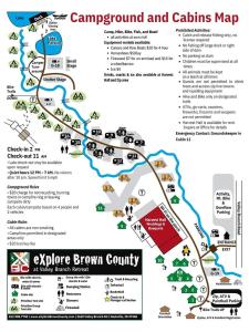 a map of the campground and cabins map at Rural Cabin with Fire Ring Perfect for Outdoor Activities in Indiana in Stony Lonesome