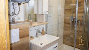 a bathroom with a sink and a shower at Apartman Nela 2 Jahorina in Jahorina +26 photos