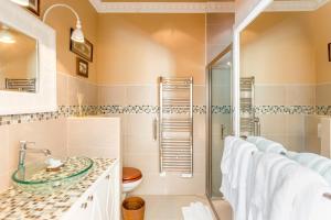 une salle de bain avec douche et lavabo dans l'établissement Domaine De La Boissière, à Trouville-la-Haule