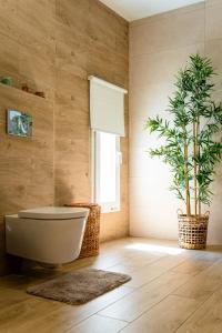 a bathroom with a tub and a potted plant at Casa do Outeiro in São Bartolomeu do Outeiro +49 photos