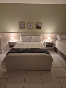 阿拉卡蒂Residencial New Stilo-Coral的一间带大床和两个床头柜的卧室