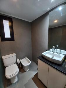 a bathroom with a toilet and a sink at Temporarios Rosario en calle 9 de Julio y Oroño in Rosario