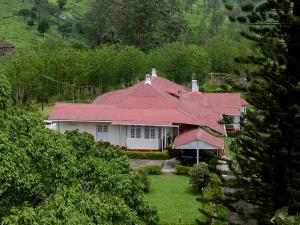 バルパライにあるSereniva Orange Grove Bungalowの森の赤屋根の家