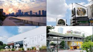 a collage of four pictures of a building with a dog at 小熊Annex 129Tb in Tokyo