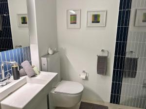 a bathroom with a toilet and a sink and a shower at Palme 004 by Fewotessin in Locarno +18 photos