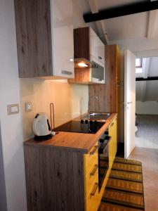 a kitchen with a sink and a stove top oven at Delight Loft in Rovinj