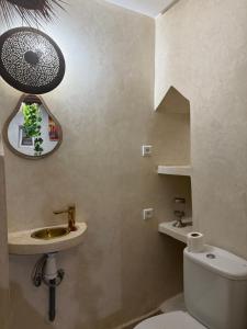 a bathroom with a toilet and a sink at Riad Sarsar Dar dmana in Marrakech