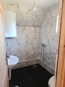a bathroom with a toilet and a sink at Katun Mountain home in Žabljak