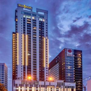 a tall building with a sony ana sign on it at Suasana Suites Johor Bahru 2 Bedroom 6pax with Pool and Free Parking in Johor Bahru