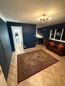 ein Wohnzimmer mit einem Teppich auf dem Boden in der Unterkunft Studio Flat - Near Oxford Street in Southampton