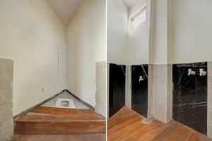 two pictures of a room with a floor and a wall at Hotel O The Happy Homestay in Morādābād