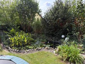 a garden with a fence and some plants at Traumhafte Gartenwohnung in Pfaffenhofen an der Ilm