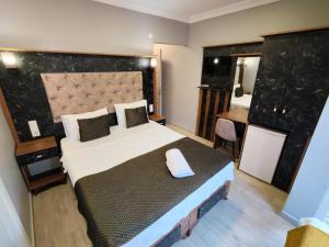 伊斯坦布尔sultanahmet musıc house的一间带大床和书桌的卧室