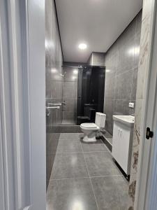 un bagno con wc e doccia di Двухэтажная квартира на Элебаева a Bishkek