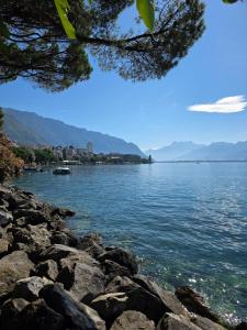 a view from the shore of a body of water at Beauty apart a centre de Montreux in Montreux
