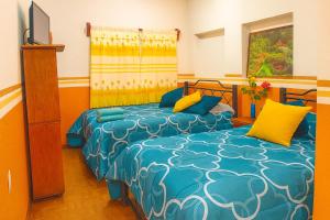 瓦哈卡市HVUZ Ayala的卧室里有两张床和一台电视