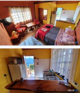 Postel nebo postele na pokoji v ubytování ADM chalé Chiaradia