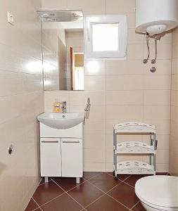 a bathroom with a sink and a toilet at Apartment Family Ribicic in Mandre