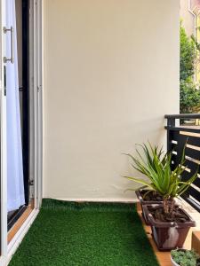 a room with a green carpet on the floor at Oasis Villas- Naalya in Kampala +50 photos