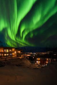 an image of the aurora dancing in the sky at Cozy Aurora View Apartments - Entire 3-Bedroom Fully Furnished Near City Centre in Tromsø