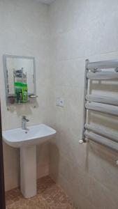a bathroom with a white sink and a mirror at Xaldan hotel in Baku +27 photos