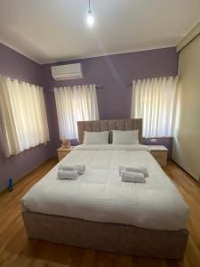 Ένα ή περισσότερα κρεβάτια σε δωμάτιο στο Villa Luarasi