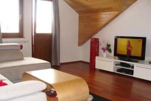 a living room with a couch and a tv at Apartmani Maltar in Varaždin