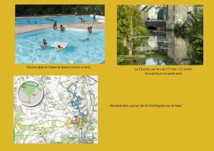 a collage of photos with a map and people in a pool at Studio Eco-Rénové in Saint-Christophe-sur-le-Nais
