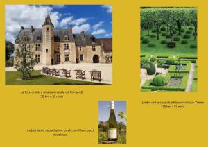 a collage of photos of a castle with a bottle of wine at Studio Eco-Rénové in Saint-Christophe-sur-le-Nais