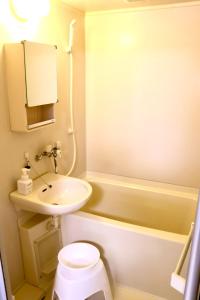 a small bathroom with a sink and a toilet at Casa M hacchobori Stay in Ōsukachō +3 photos