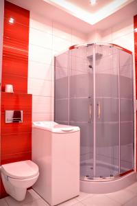 グダニスクにあるApartament MOREのバスルーム(シャワー、トイレ付)