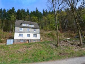 a house on top of a hill with trees at Villa with Sauna in Liesen in Hallenberg
