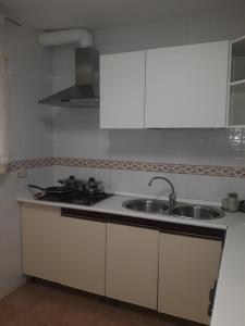 a kitchen with a sink and a stove at Alojamiento Rural - El Rocin in Elche de la Sierra